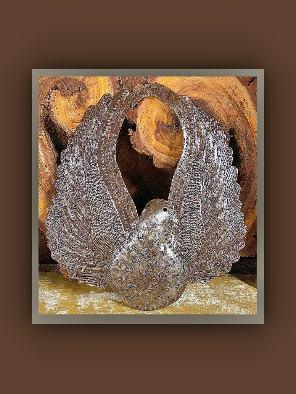 Handcrafted Haitian Recycled Steel Drum Dove Wall Art
